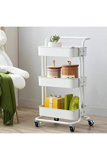 Crestj White Storage and Organization Shelves with Wheels