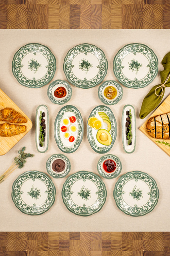 Fecra Majestic Green 14 Piece Breakfast Set