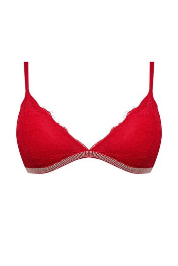 DeFacto Fall in Love Neujahrs-Themen-BH mit Spitze und herausnehmbaren Polstern in Rot D6411AX24WN