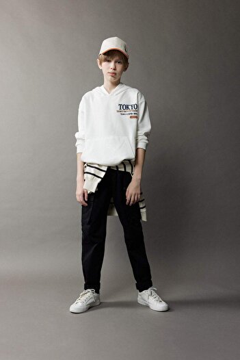 DeFacto Φούτερ Boy's Oversize με κουκούλα πίσω με στάμπα - D8495A825SP