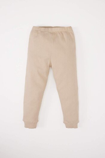 DeFacto Baby Boy Pajama Set Ribbed Camisole Basic Plain Long Sleeve Top Elastic Waist Long Bottom D7159A524