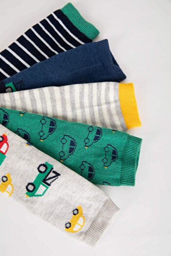 DeFacto Baby Jungen rutschfeste Sohle 5er Pack lange Baumwollsocken B1413A5NS