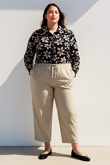 DeFacto Oversize Wide Fit Patterned Long Sleeve Shirt Tunic E4347Ax25Sp
