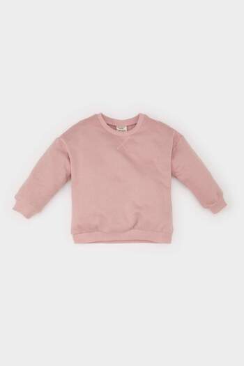 DeFacto Baby Girl Crew Neck Basic Plain Sweatshirt E5338A524Wn