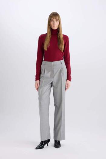 DeFacto High Waist Wide Leg Flannel Winter Pants - Collet E6127Ax24Wn
