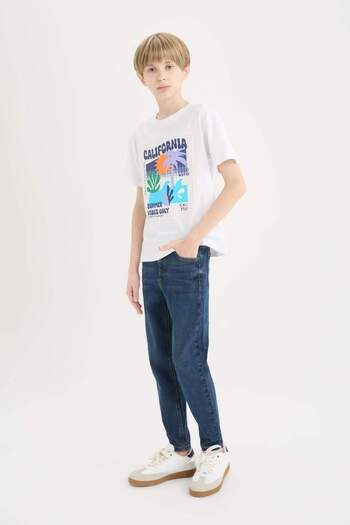DeFacto Erkek Çocuk Slim Fit Dar Kesim Düz Paça Basic Düz Jean Pantolon D6649A825SM