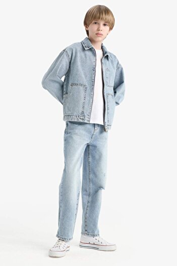 DeFacto Erkek Çocuk Loose Fit Düz Paça Jean Pantolon D7209A825SP