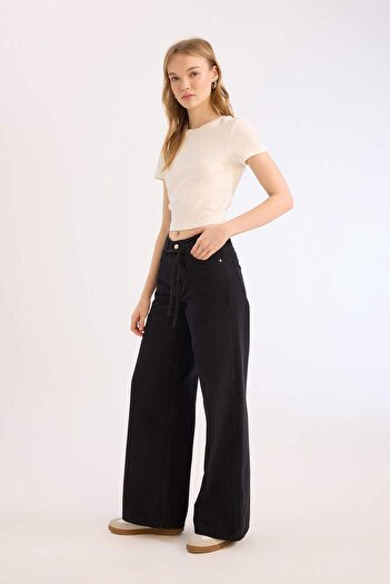 DeFacto Coool Wide Leg High Waist Gabardine Pants E1794Ax25Sp