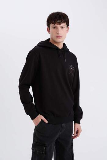 DeFacto Vikings Valhalla Regular Fit Kapüşonlu Sırt Baskılı Sweatshirt E3211AX24WN