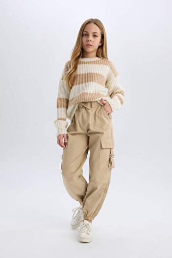 DeFacto Kız Çocuk Paraşüt Kargo Jogger Paça Pamuklu Pantolon D7608A825SP