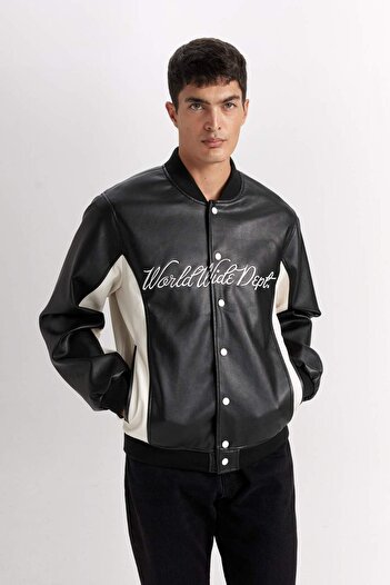 DeFacto Водонепроникний Regular Fit Bomber Коледжний комір На кнопках З кишенями Сезонний Легкий Пальто D6242AX25SP