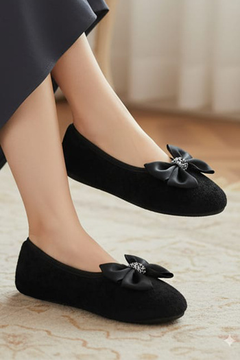 CEYDA SHOES Βελούδινες μπαλαρίνες με στολίδια για καθημερινή χρήση - δώρο, παντόφλες, μποτάκια και επίδειξη πιτ πιτ