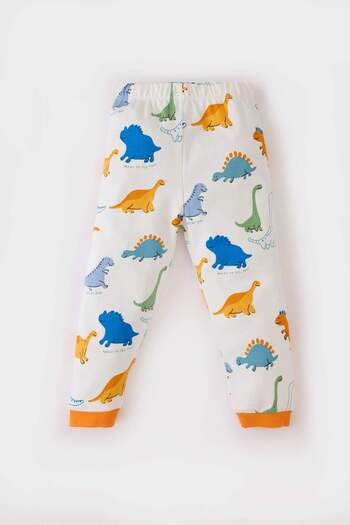 DeFacto Baby Boy Pajama Set Dinosaur Printed Long Sleeve Top Elastic Waist Long Bottom D7155A524Wn