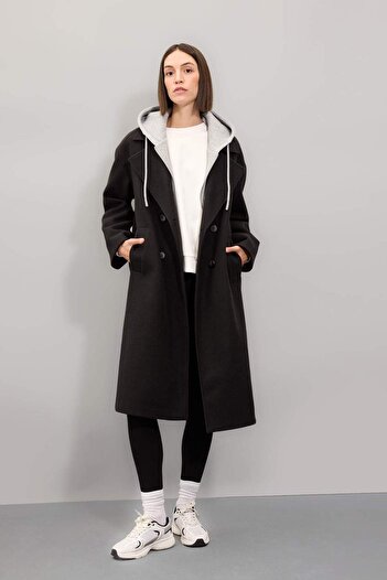 DeFacto Regular Fit Stamp Coat Hooded Button D4184Ax24Wn