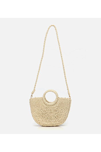 Hotiç Women's Ecru Straw Shoulder Bag