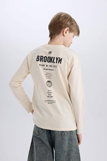 DeFacto Boy's Crew Neck Back Print Long Sleeve T-Shirt D7700A825Sp