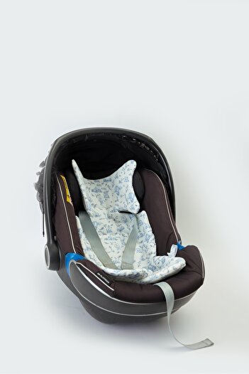 Atelier Babbi Stroller Cushion - Toile De Jouy / Blue