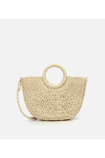Hotiç Women's Ecru Straw Shoulder Bag