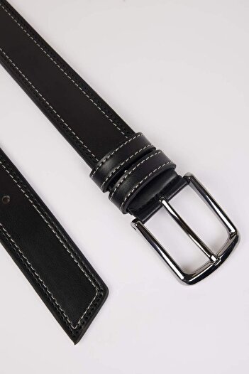 DeFacto Men's Rectangular Buckle Faux Leather Casual Belt E3552Axns