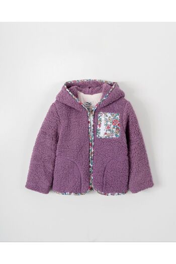 Verscon Girl's Plush Zippered Pocket Floral Patterned Coat