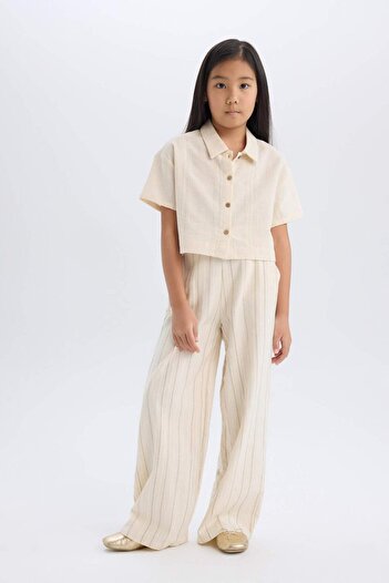 DeFacto Kız Çocuk Wide Leg Geniş Paça Pamuklu Pantolon D9132A825SP