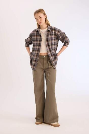 DeFacto Long Sleeve Lumberjack Jacket - Check Flannel, Wide Fit D5309Ax24Au