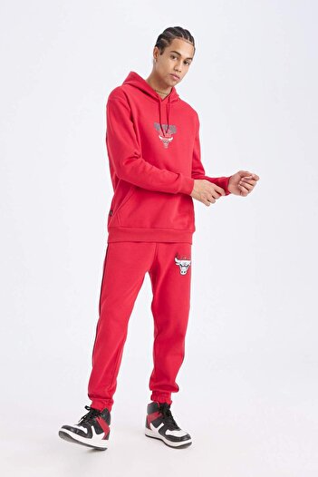 DeFacto DeFactoFit NBA Chicago Bulls Kalın Jogger Eşofman Altı Standart Fit Cepli Beli Bağcıklı D6564AX25SP