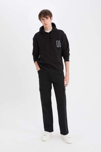 DeFacto Bedrucktes, dickes Relax-Fit-Sweatshirt mit Kapuze D4716AX24AU