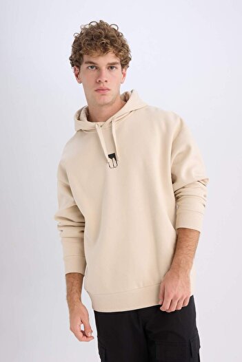 DeFacto Oversize Geniş Kalıp Kapüşonlu Sırt Baskılı Sweatshirt D0851AX24AU