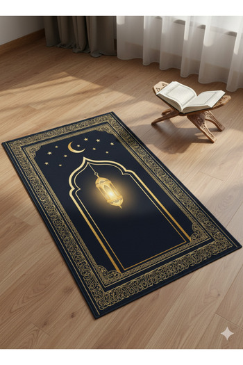 FOREVER ALDORA Gold Crescent Prayer Rug Non-Slip Base Soft Luxury Prayer Mat Gift