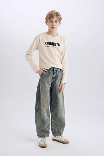 DeFacto Boy's Crew Neck Back Print Long Sleeve T-Shirt D7700A825Sp