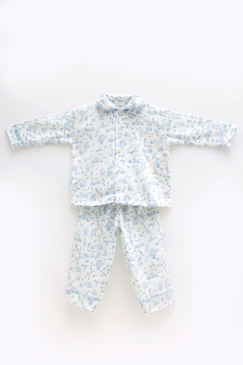 Atelier Babbi Blue Toile De Jouy Pajama Set