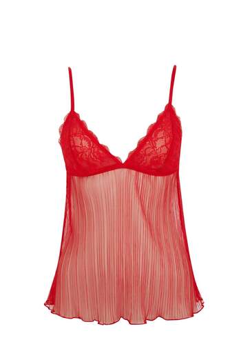 DeFacto Fall in Love Dreieckiges Spitzenoberteil in Rot mit Neujahrsmotiv B0208AX24AU