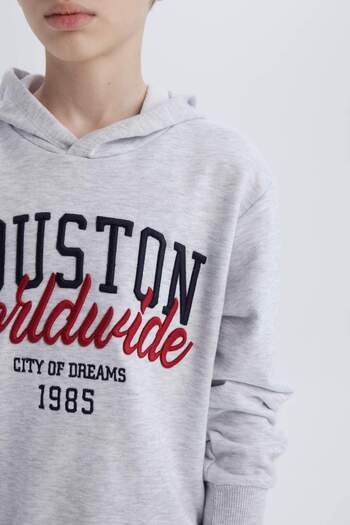DeFacto Erkek Çocuk 2'li Takım Kapüşonlu Baskılı Sweatshirt Beli Lastikli Eşofman Altı D9798A825SP