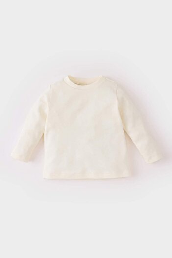 DeFacto 2-teiliges Set für Babys, langärmliges Oberteil, gepunkteter Cord-Salopet-Overall D6017A524WN