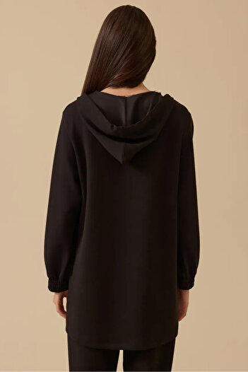 SEÇİL Women's Stone Detailed Hooded Sweatshirt - Black