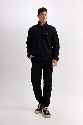 DeFacto Φούτερ Fleece με φερμουάρ Relax Fit Stand γιακά D2348AX24AU