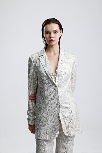 Sense Lined Sequin Evening Dress Jacket| Ckt34262 Beige