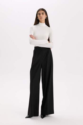 DeFacto Wide Leg Kışlık Pantolon Uzun Boy Cepli Yüksek Bel Geniş Bol Paça E2799AX24WN
