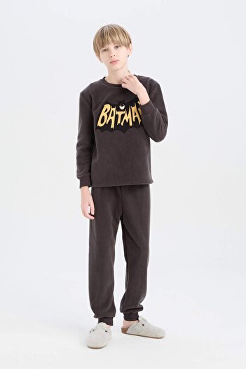 DeFacto Jungen-Pyjama-Set „Batman“, Fleece, langärmliges Oberteil, elastische Taille, langer Unterteil, D8570A824CW