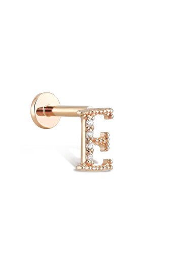 Piano Jewellery Pırlanta E Harfli Piercing 14 Ayar