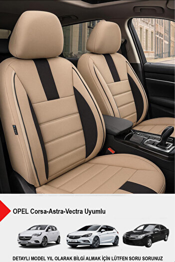 GM-DESIGN Onyx Beige Sleeve Feather Auto Seat Cover-(Compatible with Opel Corsa-Astra-Vectra)