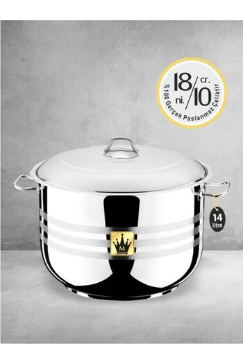 moonalight 34 cm 18/10 Quality Steel Pot - 34 cm * 14 Liters