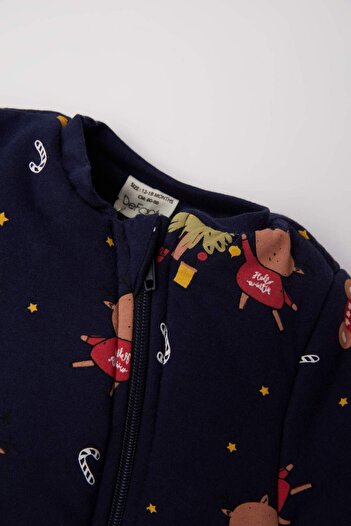 DeFacto Baby Boy Newborn Christmas Themed Combed Cotton Zip Long Sleeve Sleeping Bag D7193A524Wn
