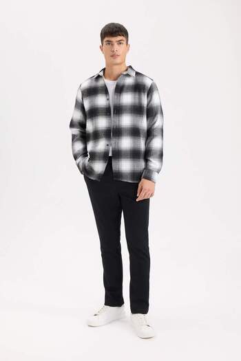 DeFacto Long Sleeve Flannel Polo Shirt - Regular Fit D5835Ax24Au
