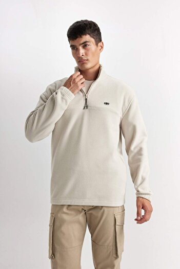 DeFacto Relax Fit Dik Yaka Fermuarlı Polar Sweatshirt D2348AX24AU