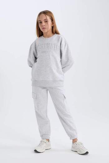 DeFacto Jogger Sweatpants for Girls - Cargo Pockets and Elastic Waist Legs D2756A824Wn