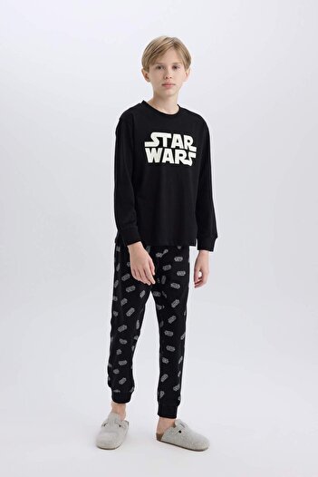 DeFacto Erkek Çocuk Star Wars Pijama Takımı Uzun Kollu Üst Uzun Alt D8572A824WN