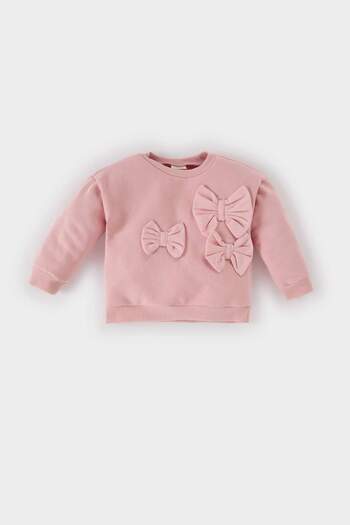 DeFacto Baby Girl Crew Neck Bow Sweatshirt D6267A524Wn
