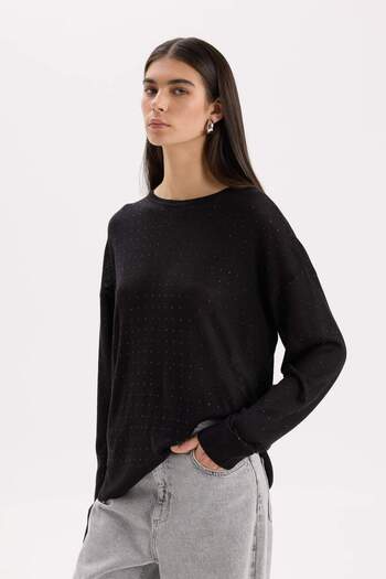 DeFacto Relax Fit Crew Neck Basic Plain Knitwear Sweater D8500Ax24Wn